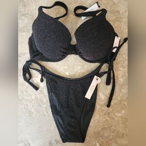 34D/S/M VS Swim Shimmer Icon PushUp Bikini Top Shimmer Brazilian Bikini Set